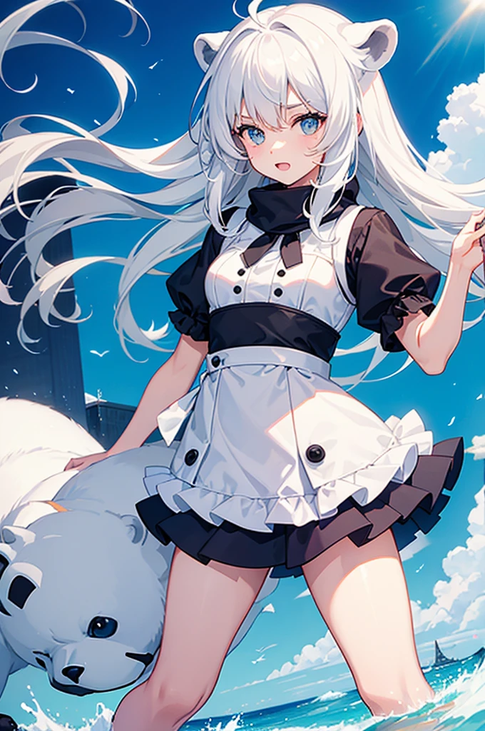 girl dressed as a polar bear.