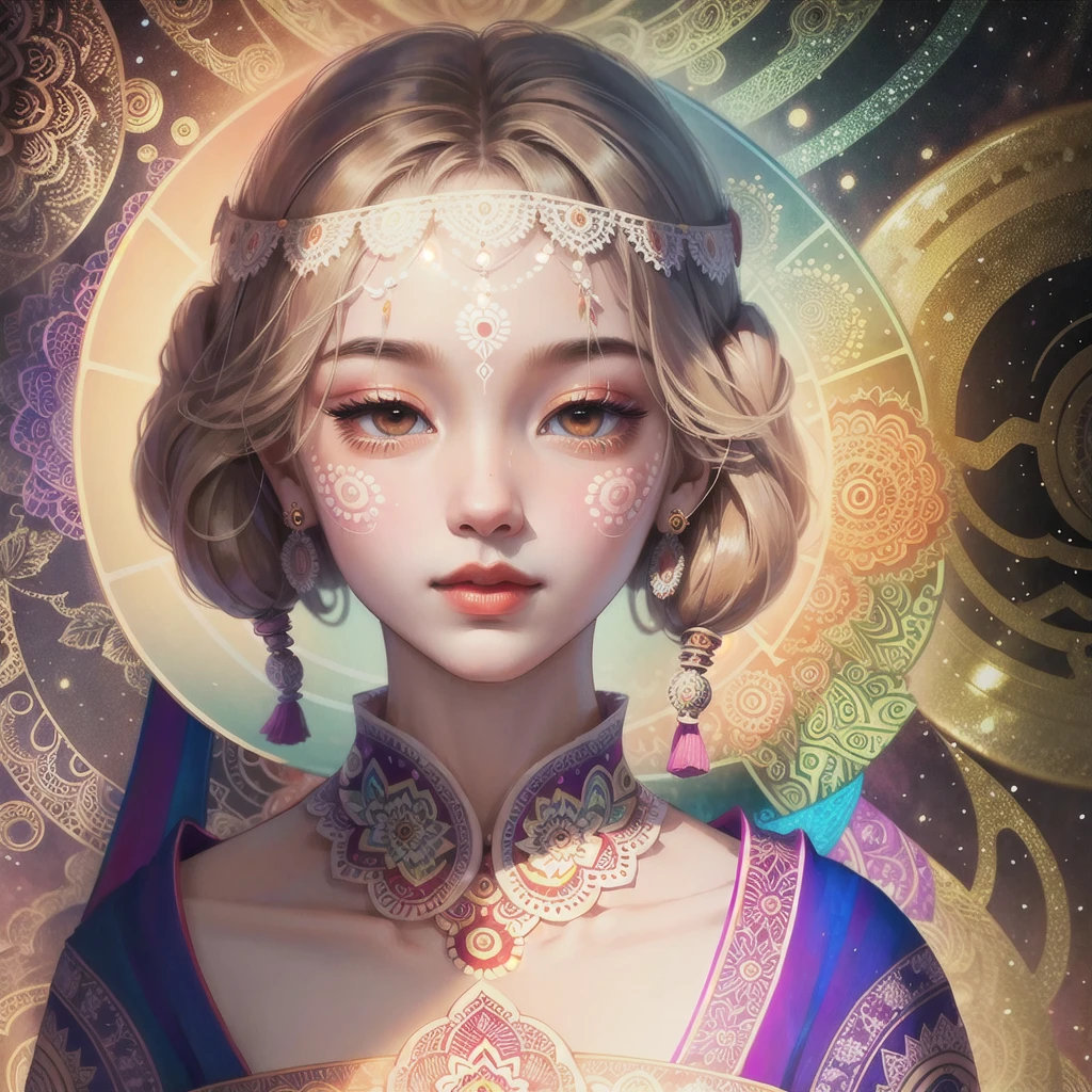 Geometric pattern、Buddha, saturated color, Psychedelic Images, Mandala, fractal, Fantasy, 