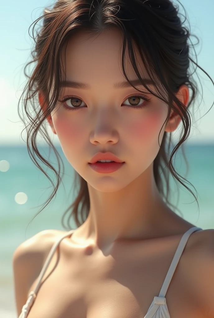 Jennie 8K Super Realistic Beautiful Blackpink ultra mega detailed stunning beauty 8K FULL HD high definition super detailed every smallest detail of her face is detailed Jennie Blackpink, in a swimsuit