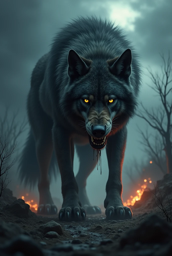 Can you create a horror wolf wallpaper for me?
