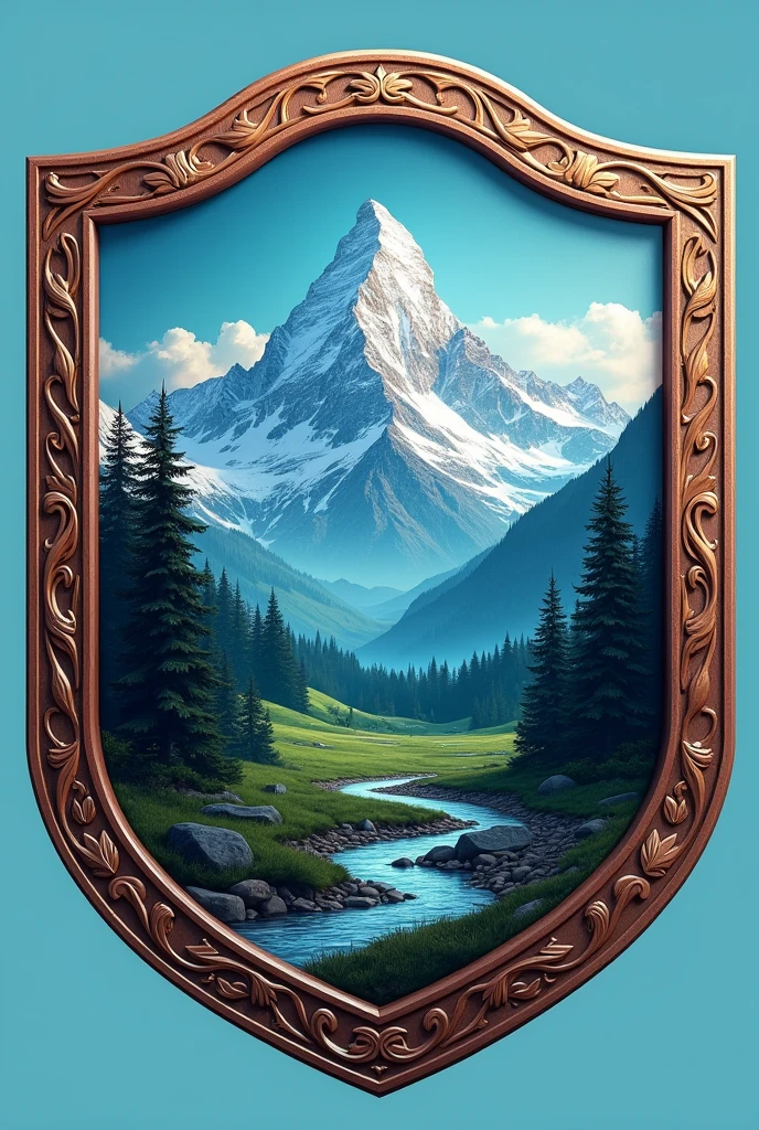 Mountain-themed indoor soccer shield
