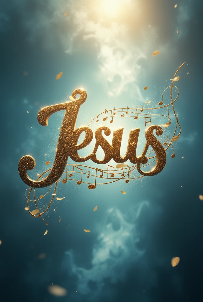 The word Jesus with a treble clef