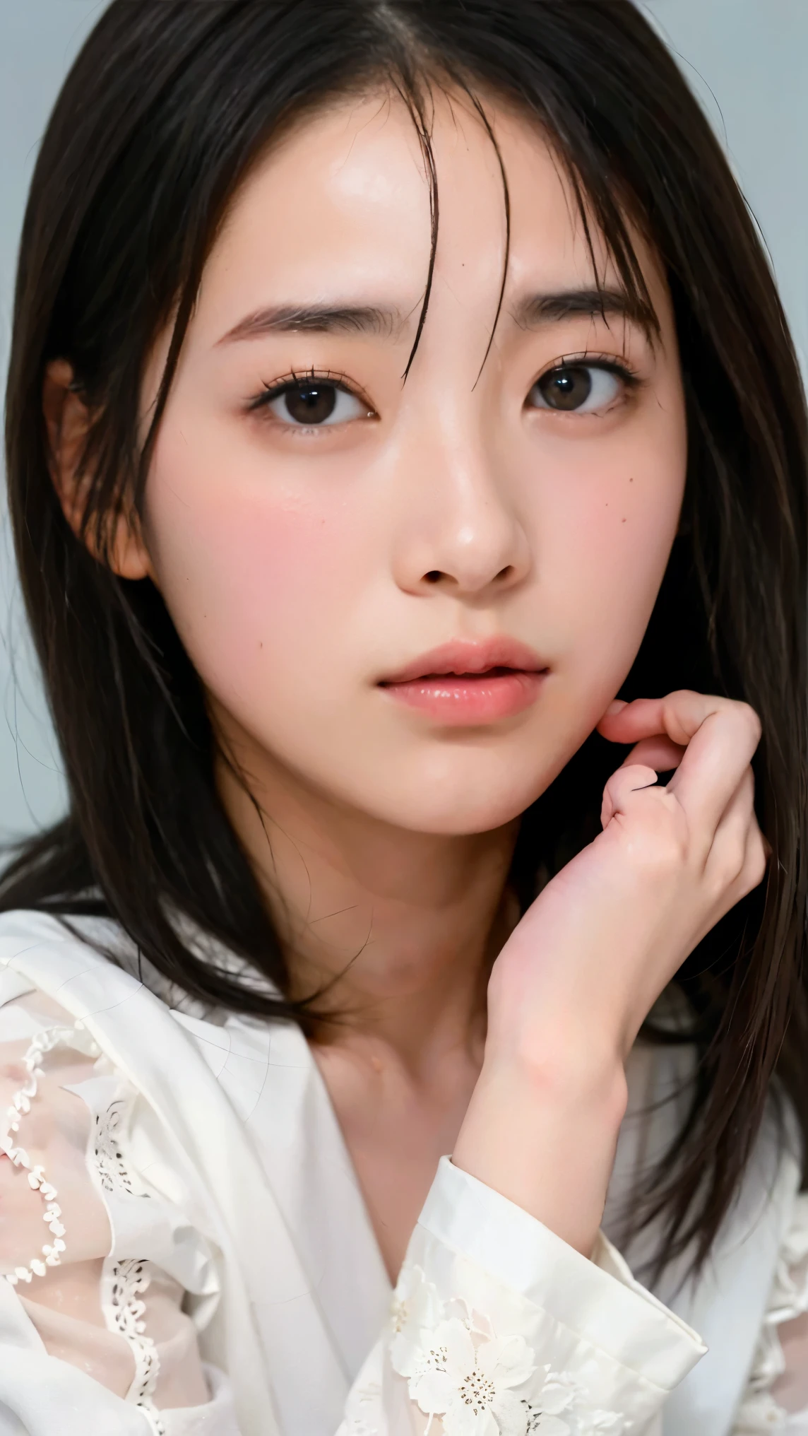 Everything modern:1.66, Cute Japanese Women Photos, smile, 20-year-old, Oil and hair balm for one-length straight hair:1.55, (photo Realistic:1.4), (hyper Realistic:1.4), (Realistic:1.3), (Smoother lighting:1.05), (Improving the quality of cinema lighting:0.9), 32K, 1 person,20-year-oldの, Realistic lighting, Backlight, The light shines on your face, Ray Tracing, (Bright light:1.2), (Improvement of quality:1.4), (Highest quality Realistic textured skin:1.4), fine grain, Detailed face,(smile:0), (Emphasis on face close-up:1.3), (Enhances the beauty of skin texture:1.1),((Extremely precise and accurate anatomy:1.0)), (Enhances the beauty of skin texture:1.1), Clean and glowing skin, mesh, thin:1.2, (Realistic:1.3), Realisticなライティング, (Smoother lighting:1.05), 32K, One Japanese woman, fine grain, Detailed face, (Film Grain:1.1),(Accentuates body lines:1.1), High resolution, Natural look, Kind eyes, Improves hair quality, Delicate light and shadow, Transparent muscles, Graceful pose, Beautiful Eyes, Sharp details, Soft light reflection, Beautiful contours, Delicate skin tone, Fine hair texture,Cute Japanese Women Photos,