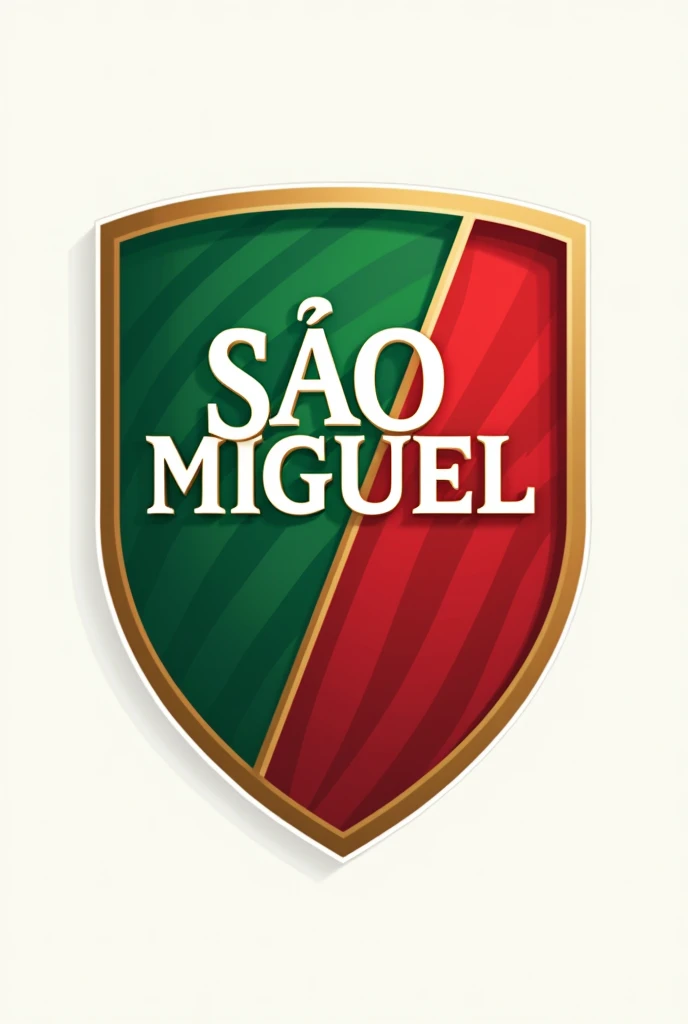 Football team shield with green and red colors and the name São Miguel Football Club 