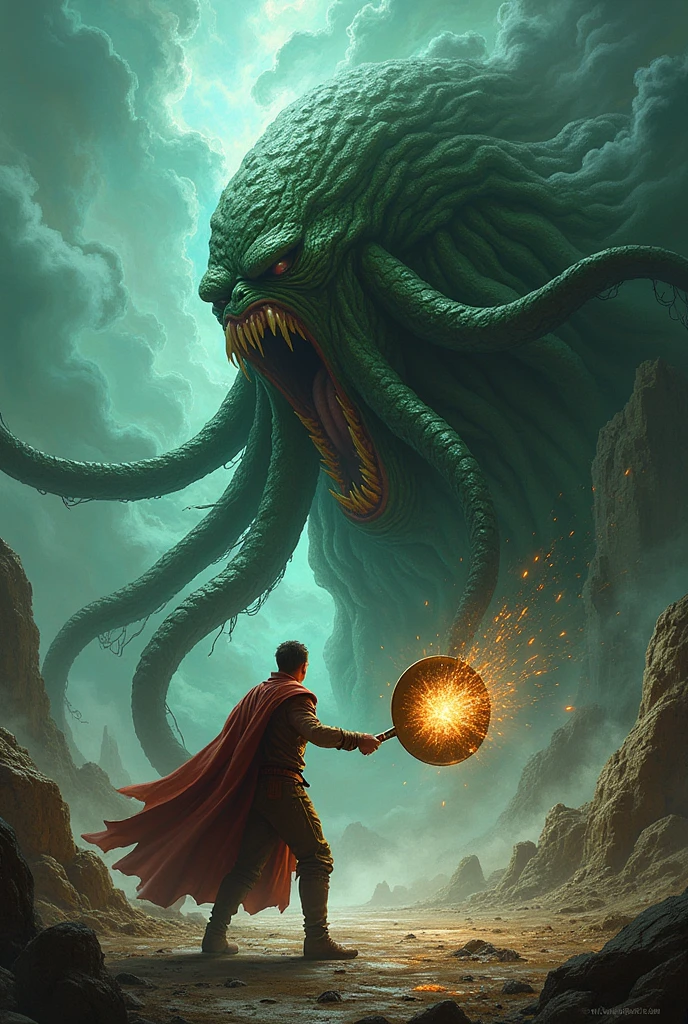 frying pan hitting Cthulhu and killing him