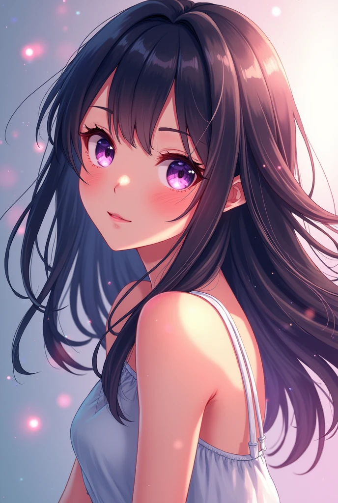 A girl with sexy dark hair and a great anime personality