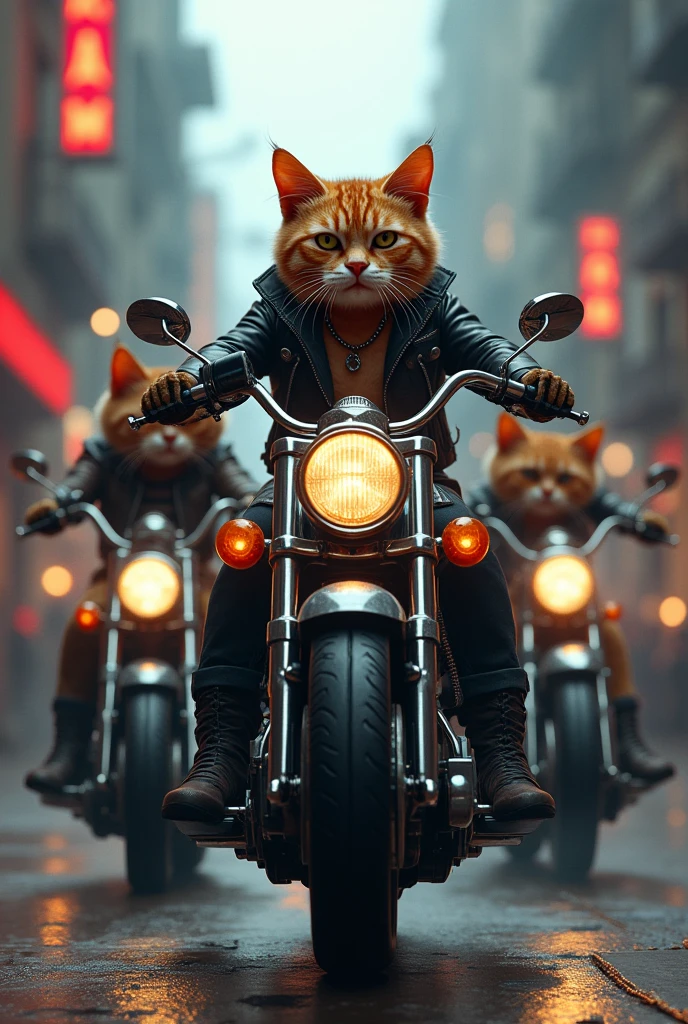  Cat and his motorcycle gang

