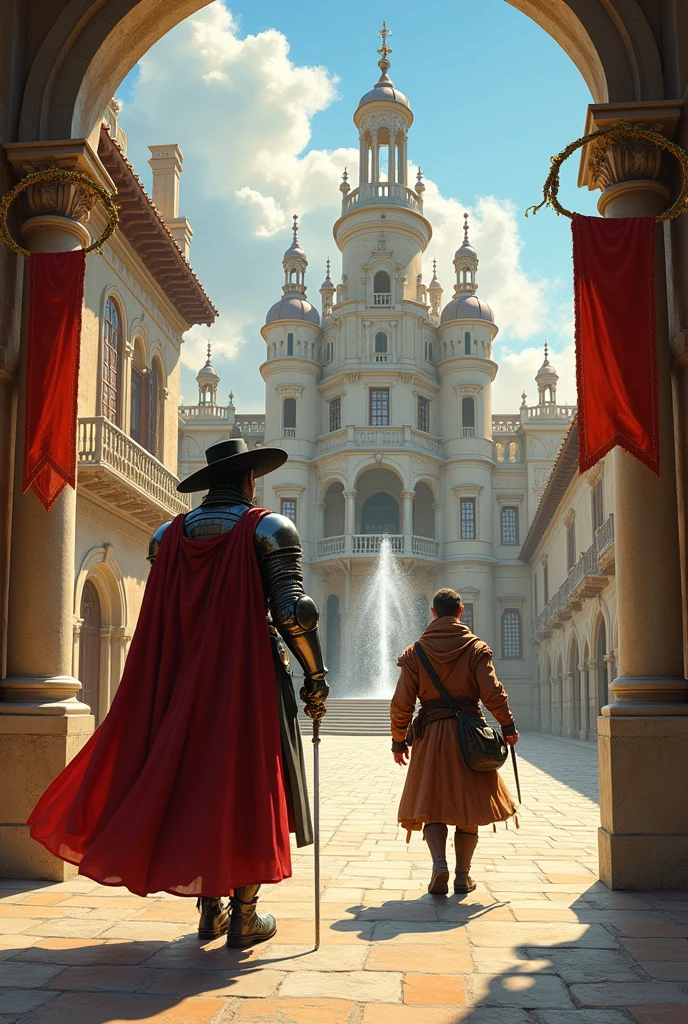Don Quixote de la Mancha and Sancho Panza arrive at the Duchess's castle 