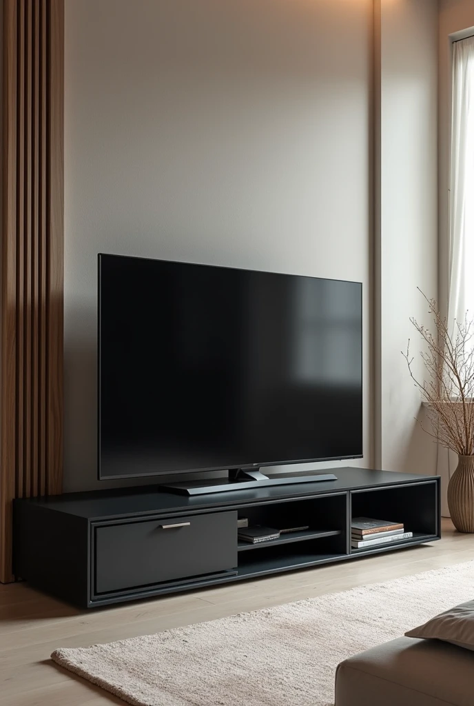TV stand with speakers and speaker system, black oled background,
Personal room background, 8k vertical screen wallpaper