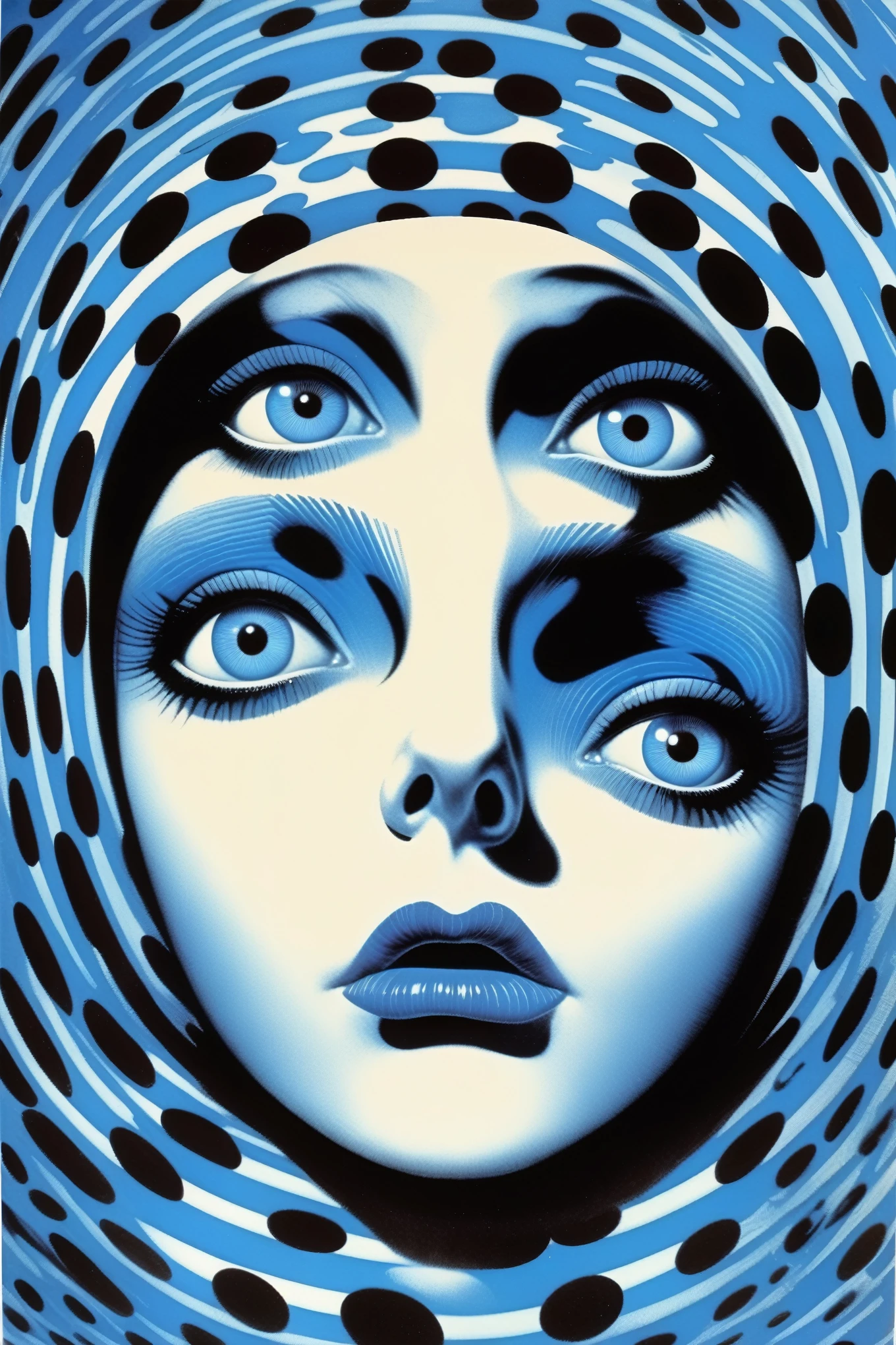 Philippe Druillet Style - Blue Eyes, blue Moon, Junji Ito、Brian Bolland、Bridget Riley style