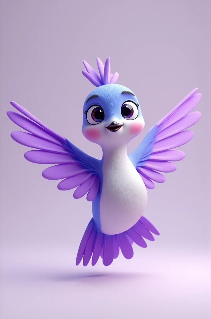 3D cartoon hummingbird with purple wings