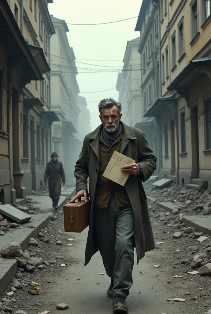Berlin after World War II The man delivers a letter to