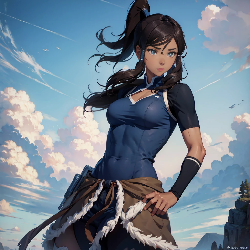 korra, dark skin, dark-skinned female, ponytail, muscular female, nsfw, high quality, detailed, high resolution,