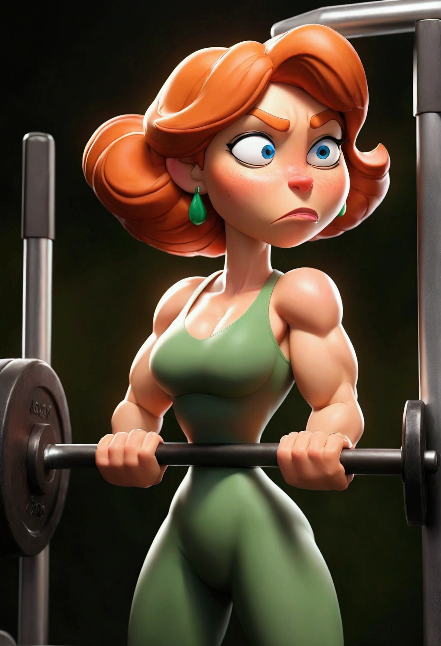 extremly muscular lois griffin training in the gym