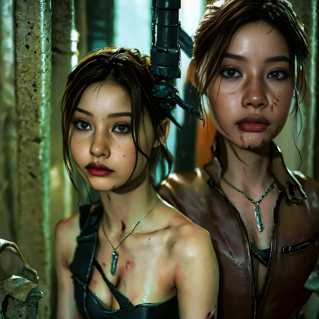 8K Masterpiece,High resolution photo, Very high detail,Photograph shot Full shot ,(Representative work:1.4)、(raw photo:1.2),Best Quality,1 very young thin girl beaten,blood and bruises on the body,dirty, long, disheveled, dirty hair, bound at the forearms and ankles by large chains, in the basement,Slavery, (scantily clad,perfect details,perfect hands,perfect fingers), darkness, terrified, kkw-ph1, bad-picture-nLIGHT,