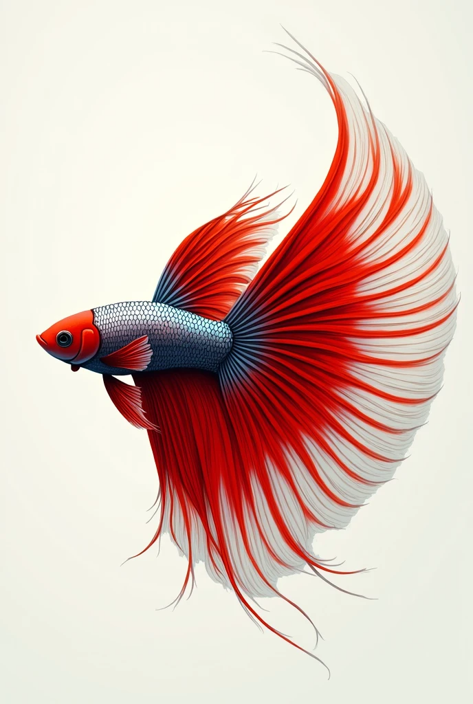 Betta fish with a Japanese flag tail pattern