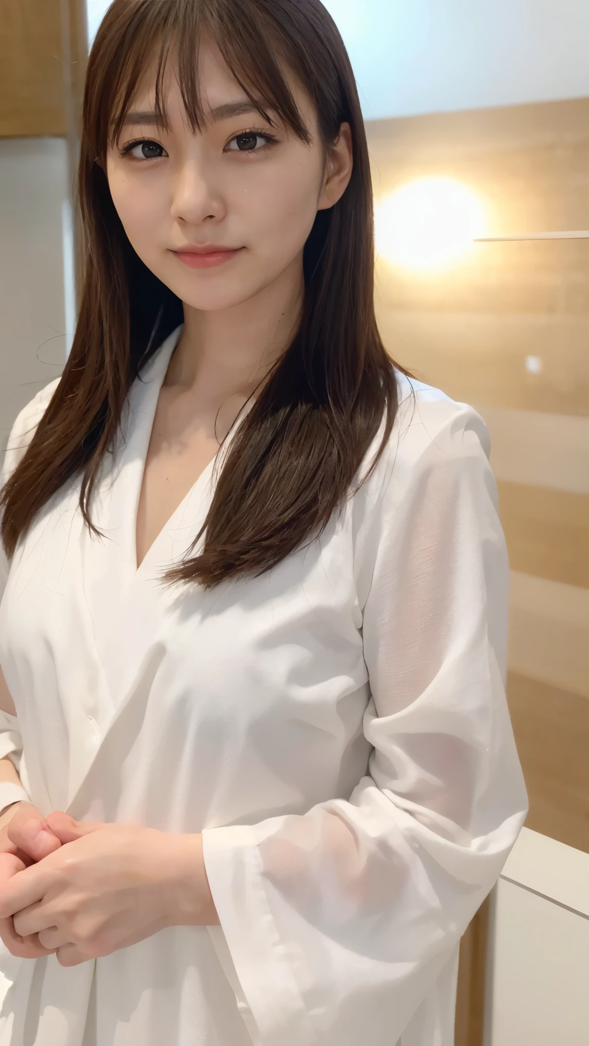 Memory correction:255, Everything modern:1.66, Cute Japanese Women Photos, smile, 20-year-old, Oil and hair balm for one-length straight hair:1.55, (photo Realistic:1.4), (hyper Realistic:1.4), (Realistic:1.3), (Smoother lighting:1.05), (Improving the quality of cinema lighting:0.9), 32K, 1 person,20-year-oldの, Realistic lighting, Backlight, The light shines on your face, Ray Tracing, (Bright light:1.2), (Improvement of quality:1.4), (Highest quality Realistic textured skin:1.4), fine grain, Detailed face,(smile:0), (Emphasis on face close-up:1.3), (Enhances the beauty of skin texture:1.1),((Extremely precise and accurate anatomy:1.0)), (Enhances the beauty of skin texture:1.1), Clean and glowing skin, mesh, thin:1.2, (Realistic:1.3), Realisticなライティング, (Smoother lighting:1.05), 32K, One Japanese woman, fine grain, Detailed face, (Film Grain:1.1),(Accentuates body lines:1.1), High resolution, Natural look, Kind eyes, Improves hair quality, Delicate light and shadow, Transparent muscles, Graceful pose, Beautiful Eyes, Sharp details, Soft light reflection, Beautiful contours, Delicate skin tone, Fine hair texture,Cute Japanese Women Photos,