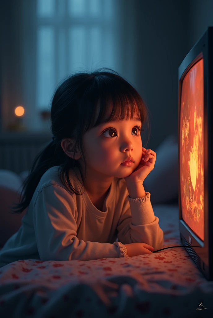 Girl watching a television