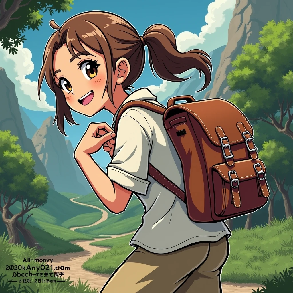 wearing a backpack、A look of joy、Go on an adventurous journey