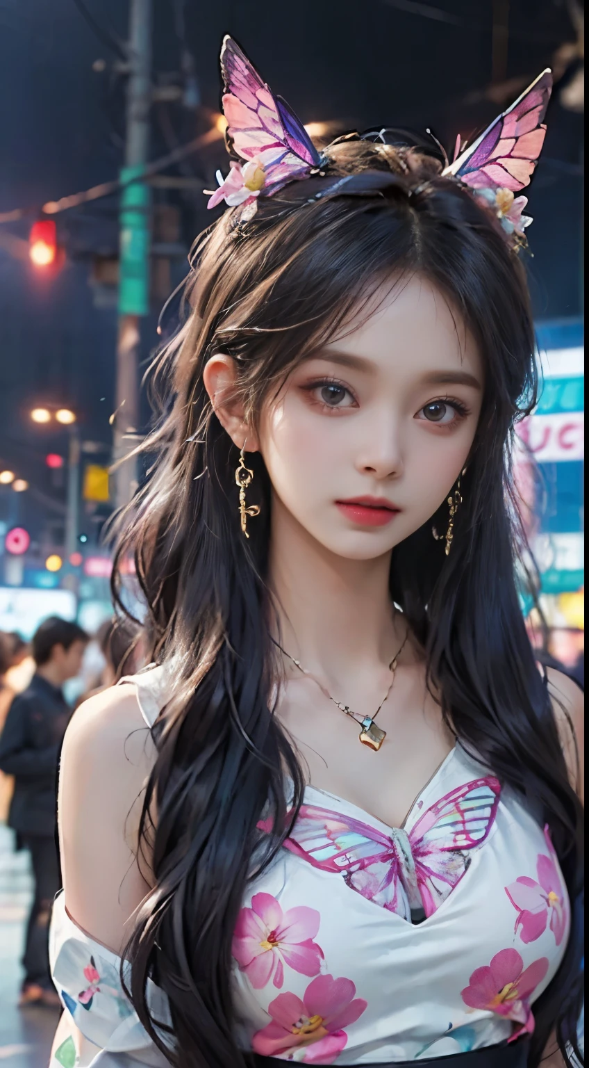 (masterpiece:1.1), (Highest quality:1.1), (High resolution:1.0), Zhou Haoguang, super high quality,( Highly detailed original illustration), (One person, Upper Body), ((Harajuku fashion)), ((Flower with human eyes, Flower Eyes)), Double exposure, A fluid fusion of abstract art, Glitch, (Original illustration composition), (Limited edition color fusion, Maximalism art style, Geometric art style, butterfly, Junk Art)
