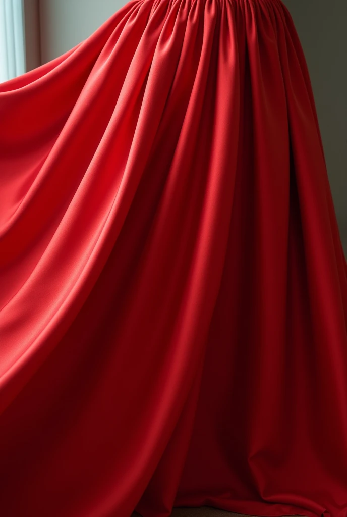 image of a large round satin skirt without a plain pattern in red 
