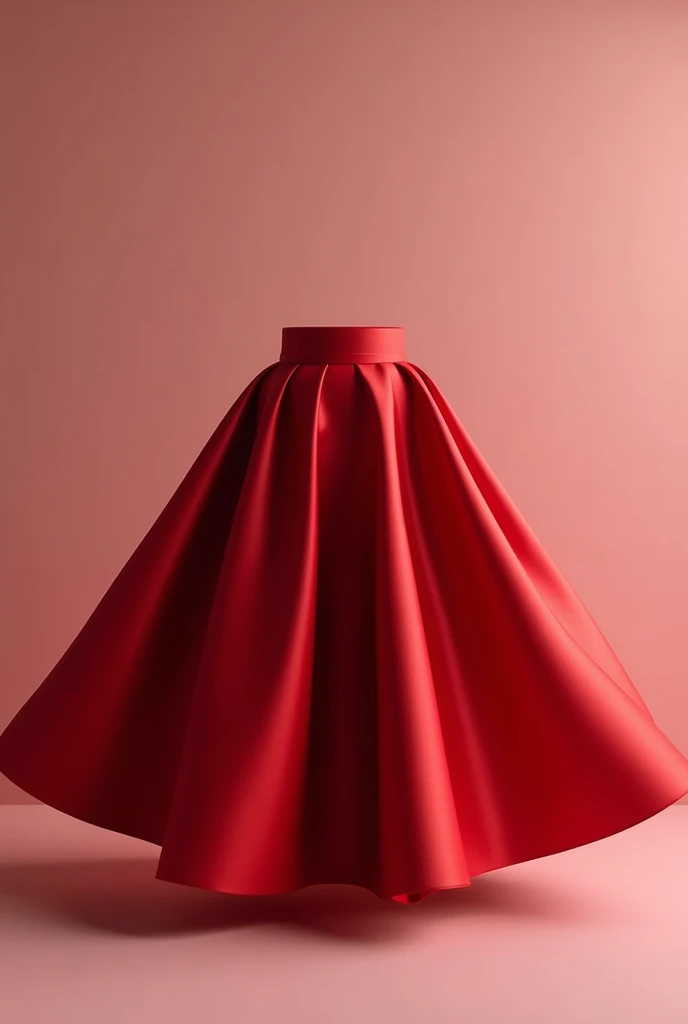 image of a large red satin circle skirt without print, smooth with a layer
