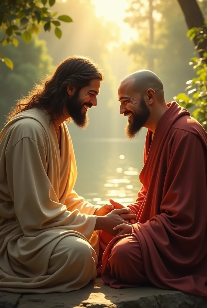 Jesus and Buddha laughing together