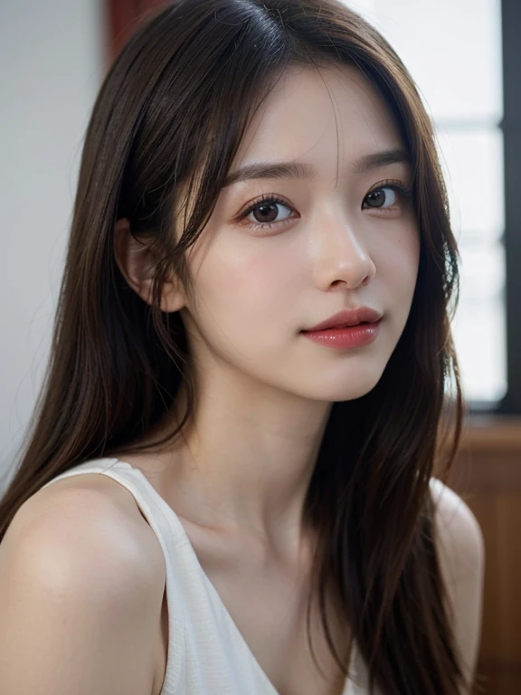 (masterpiece:1.3), (8k, Realistic, RAW Photos, Best image quality: 1.4), 、(Random Hairstyles:1.2)、Highly detailed face、Attention to detail、double eyelid、Sharp focus:1.2、Beautiful woman:1.4、Light brown hair、Highest quality、masterpiece、Ultra-high resolution、(Realistic:1.4)、Highly detailed and professional lighting、Brown Knight、thin、A sparkling smile、Long black hair、Deadly position、Beautiful Skin、Random Pause、Shiny Hair、Natural pose