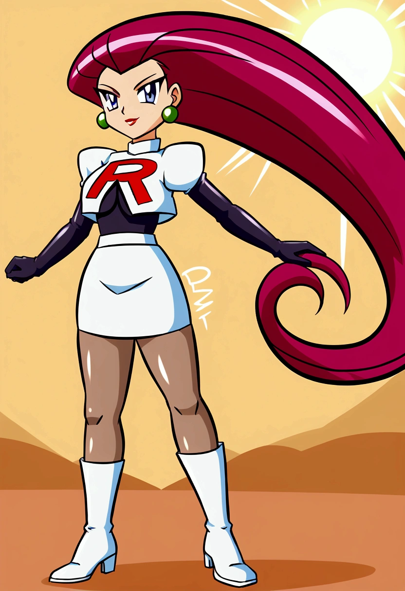 Jessie, team rocket, tan Pantyhose, gloves, high boots, sun shiny day