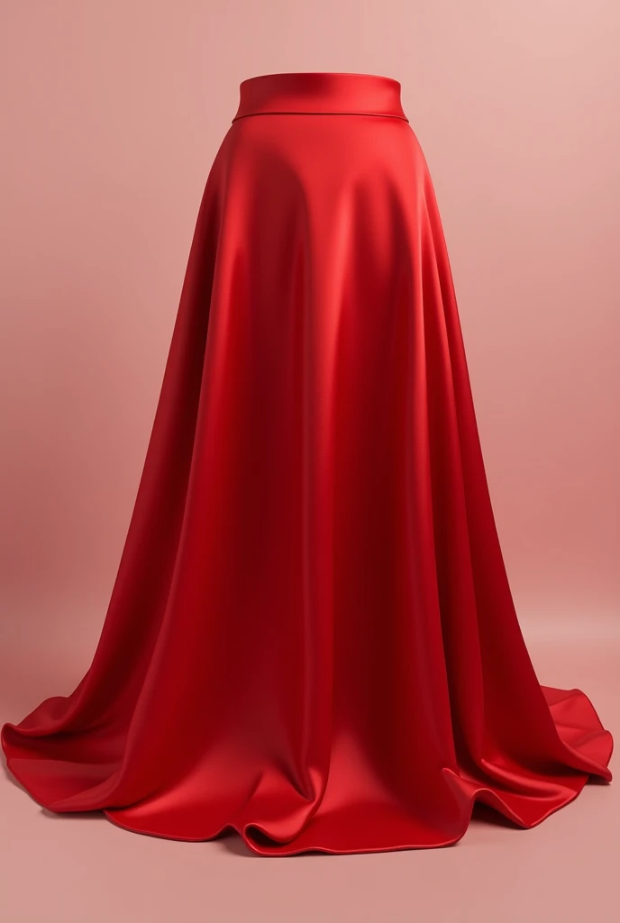 image of a round satin skirt without a pattern in red with a light layer
