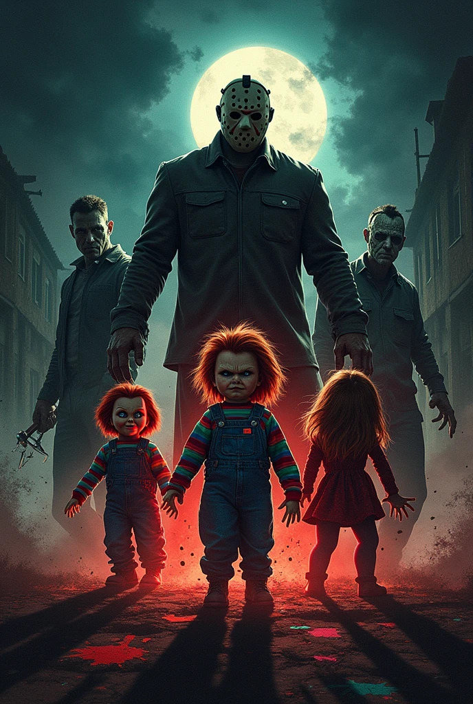 "Friday the 13: the final friday" Jason‚ Freddy Kruger Chucky leprechaun titans Horror movie poster