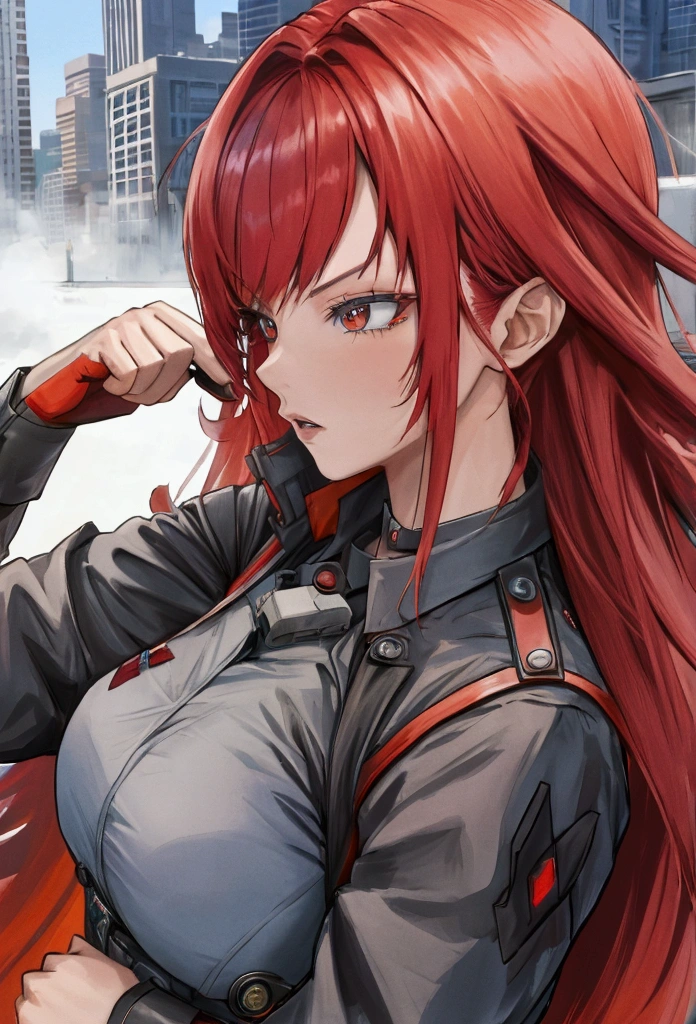 Rari with red hair punches Raptruer with all his might.、Urban Warfare、Wartime