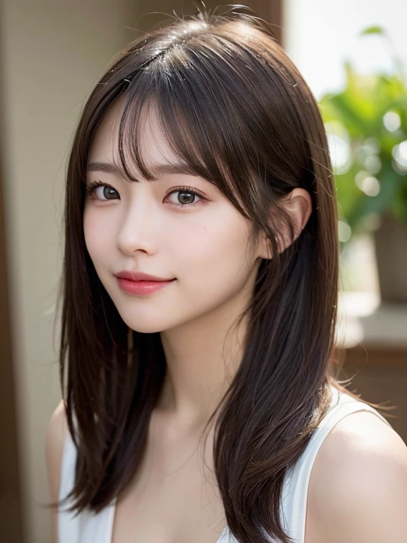 (masterpiece:1.3), (8k, Realistic, RAW Photos, Best image quality: 1.4), 、(Random Hairstyles:1.2)、Highly detailed face、Attention to detail、double eyelid、Sharp focus:1.2、Beautiful woman:1.4、Light brown hair、Highest quality、masterpiece、Ultra-high resolution、(Realistic:1.4)、Highly detailed and professional lighting、Brown Knight、thin、A sparkling smile、Long black hair、Deadly position、Beautiful Skin、Shiny Hair、Childish expression、Upper Body、Touching your face with your hands