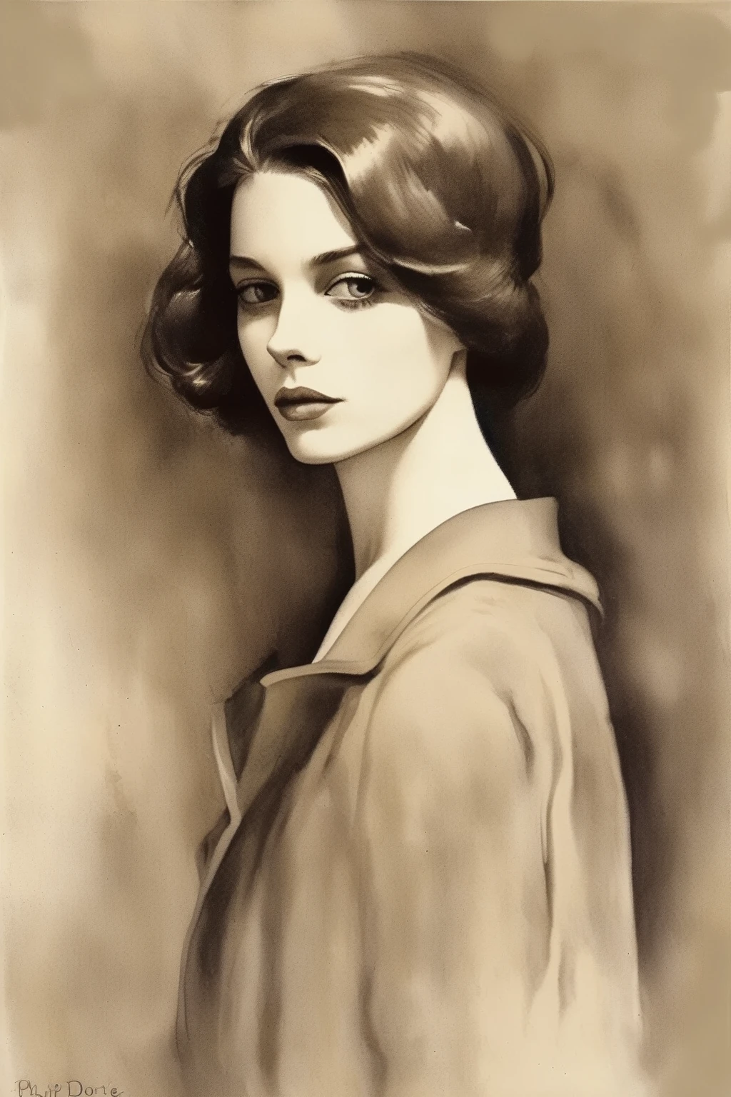 Philip Dorrie style - a beautiful young woman in the style of Philip Dorrie