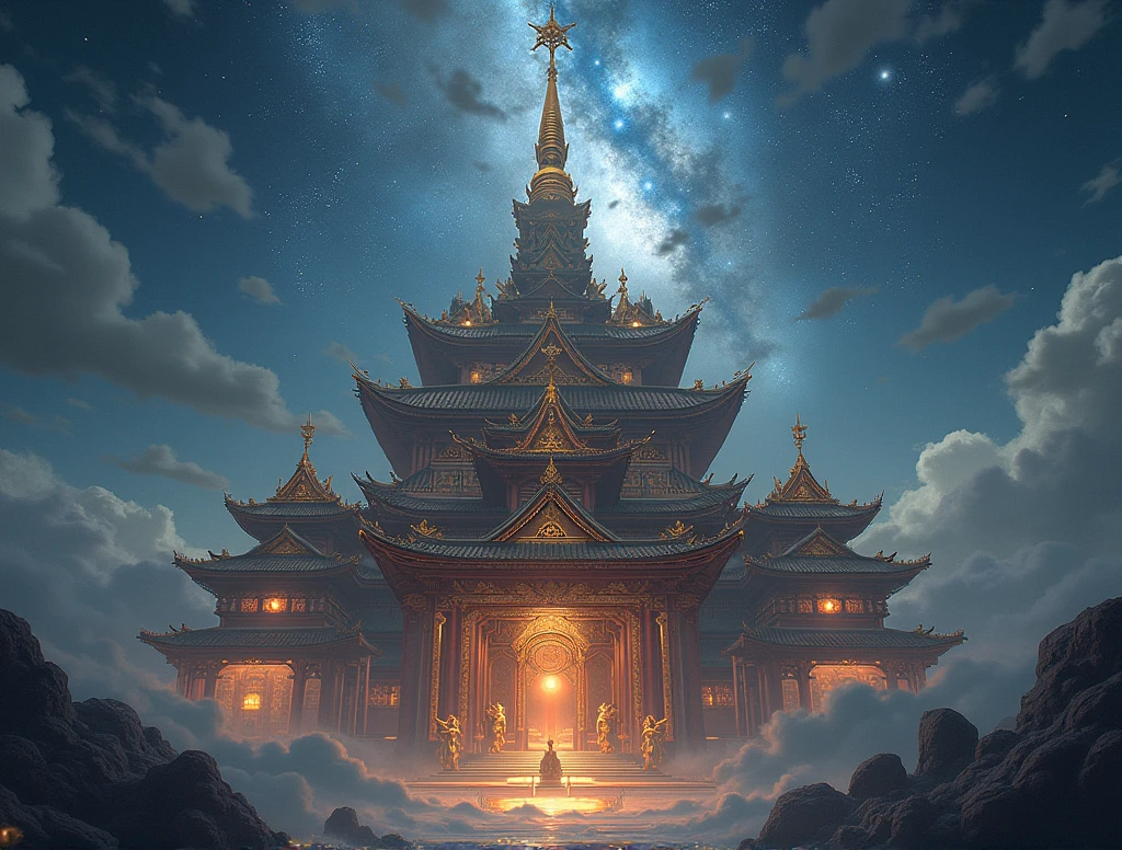 at an average distance Notredame in a large Asian astral temple