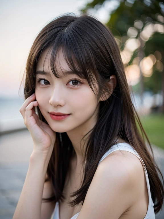 (masterpiece:1.3), (8k, Realistic, RAW Photos, Best image quality: 1.4), 、(Random Hairstyles:1.2)、Highly detailed face、Attention to detail、double eyelid、Sharp focus:1.2、Beautiful woman:1.4、Light brown hair、Highest quality、masterpiece、Ultra-high resolution、(Realistic:1.4)、Highly detailed and professional lighting、Brown Knight、thin、A sparkling smile、Long black hair、Deadly position、Beautiful Skin、Random Pause、Shiny Hair、Natural pose、Swimwear、Exposed cleavage
