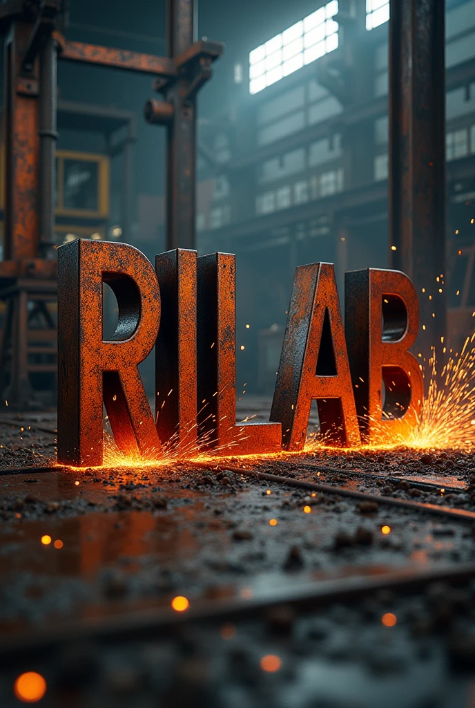 Text that says RILAB with iron beams and welding without a bottom