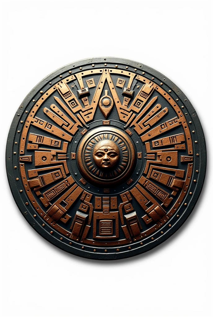 Generates an Aztec style soccer shield with a white background png without shadow or lighting 