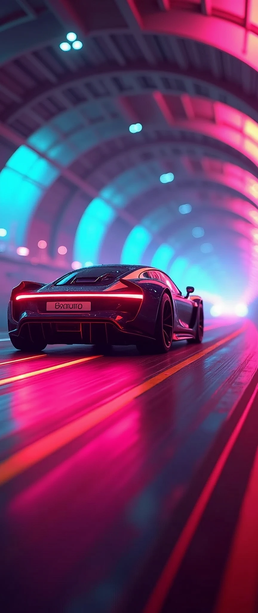 (masterpiece:1.2,Highest quality,Ultra-high resolution,Very detailed,Realistic,RAW Photos:1.2,Elaborate photos),8k,wallpaper,(Ray Tracing),(Future City:2.0),sf,cyber punk,(((Car of the Future:2.0))),(Dynamic Angles),night,(Lane drawn with rainbow colored lights:2.0),(Tunnel of the future:2.0)