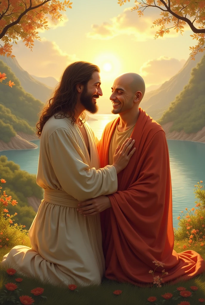 Jesus and Buddha laughing together