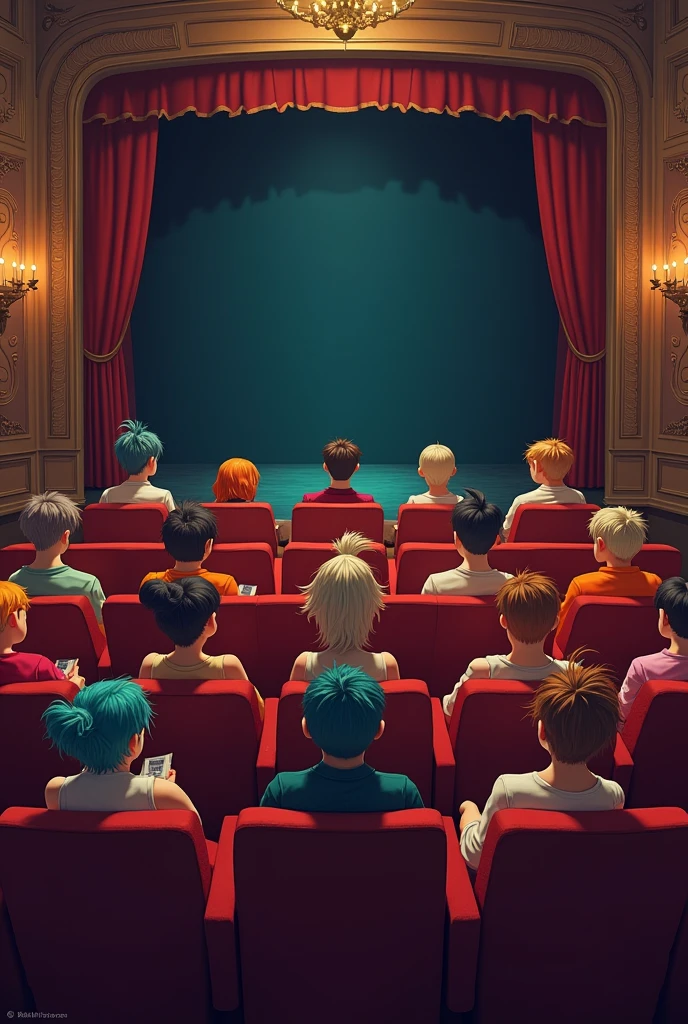 Create An image of 12 shank sitting in theaters