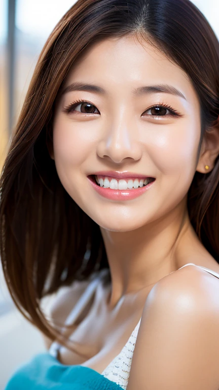 A Japanese milf, photo of one girl, Slender figure, Realistic teeth, double eyelids, smile, full-body, masterpiece, best quality, detailed, beauty, Pub,