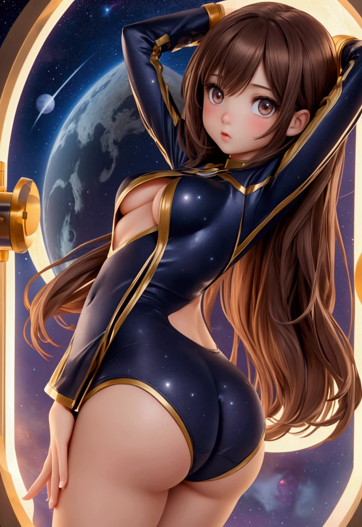 night stars planets observatory young girls young girls 2 clara .long brown hair bright eyes with low-cut clothes tall athletic slim bodies breasts together erect large buttocks large drinking