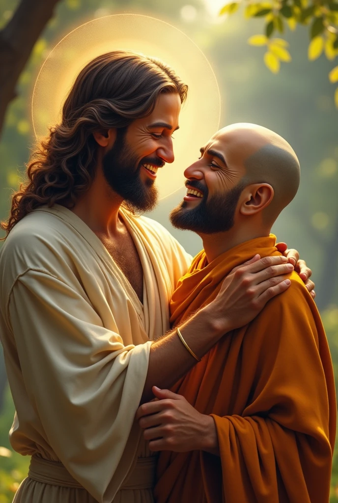 Jesus and Buddha laughing together