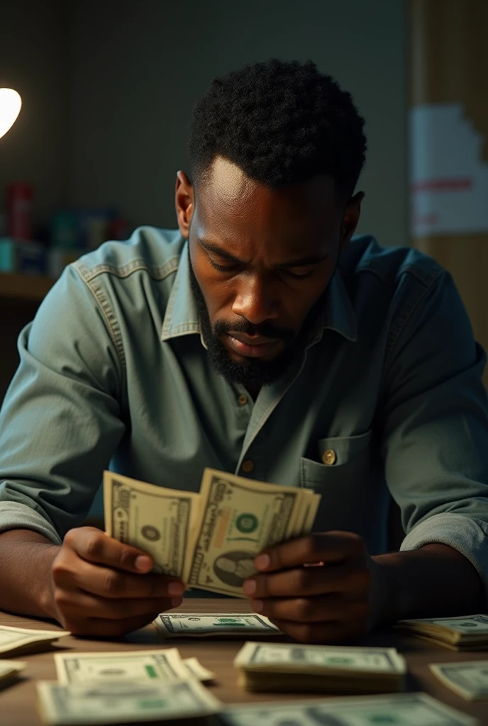 25-year-old black man counting money 