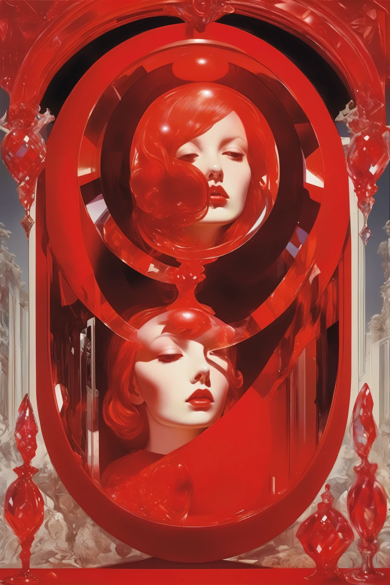 Philip Drouet style - The Girl with the Red Mirror、multidimensional world、crystal