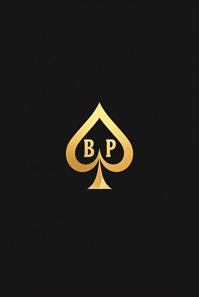 Create a modern and minimalist logo in gold for a poker event that incorporates the letters 'BP' in a contemporary style, where the letters creatively intersect. Include the spade suit symbol (). The logo should be simple, clean, and professional, conveying sophistication and elegance while being appealing and memorable. Provide the design in a vector format (e.g., SVG, EPS) that can be easily resized and used across various media. Ensure that the design is unique and does not infringe on any existing trademarks or copyrights.