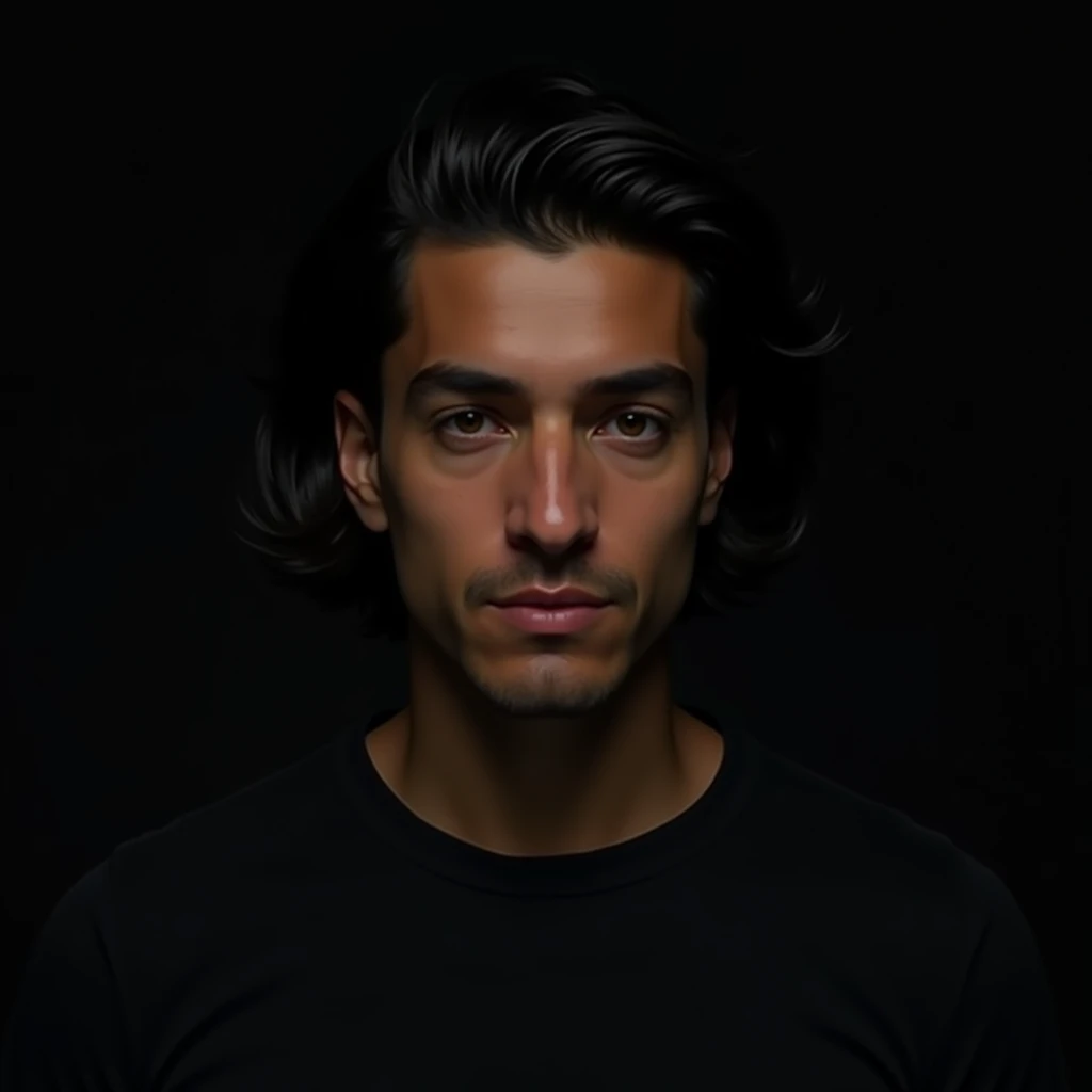 Best quality, masterpiece, ultra high res, (((photorealistic))), raw photo, in the dark, deep shadow, low key, cold light, man face, 1 man, 1man, man, Jaws firm, no mustache and beard, thin eyebrows, thin lips, Eye shape like a snake's eye, realistic, Muscular, mullet hairstyle, black hair, tan skin, angry face, cool face, bad boy vibe, carrying a black, smirk face, masculine, look cool, cool face, half body portrait, sharp eye, tan skin, Look like a Filipino boy, brown eye, looks 19 years old,