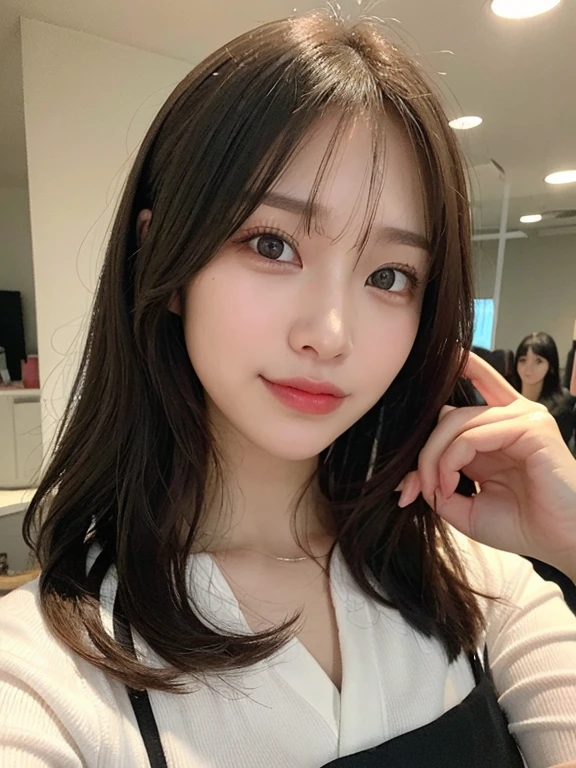 (masterpiece:1.3), (8k, Realistic, RAW Photos, Best image quality: 1.4), 、(Random Hairstyles:1.2)、Highly detailed face、Attention to detail、double eyelid、Sharp focus:1.2、Beautiful woman:1.4、Light brown hair、Highest quality、masterpiece、Ultra-high resolution、(Realistic:1.4)、Highly detailed and professional lighting、Brown Knight、thin、A sparkling smile、Long black hair、Deadly position、Beautiful Skin、Random Pause、Shiny Hair、Natural pose