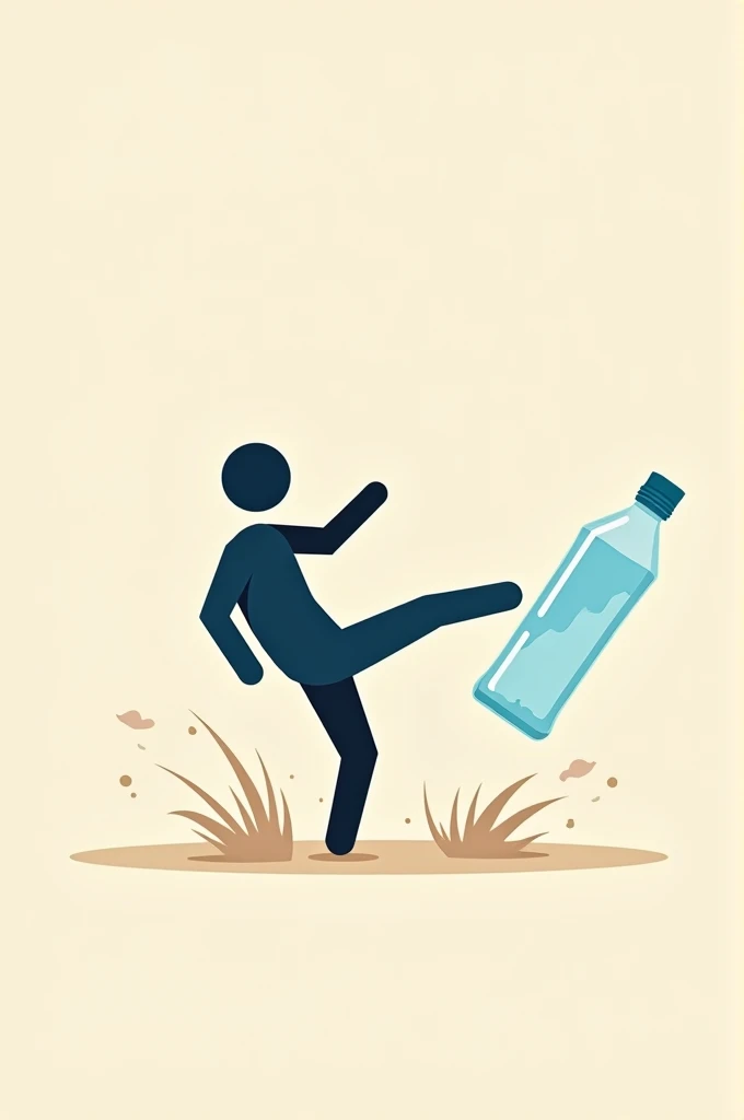 Pictogram kicking a plastic bottle 